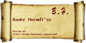 Baahr Hermész névjegykártya